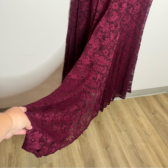 NWT Torrid Size 18 Special Occasion Burgundy Red Lace Off Shoulder Maxi Dress - Picture 5 of 14